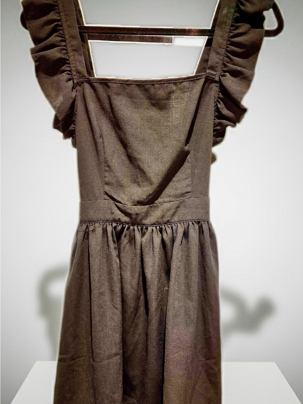 Never Worn - Little Black Dress. Ruffled Black Open Back Midi Dress